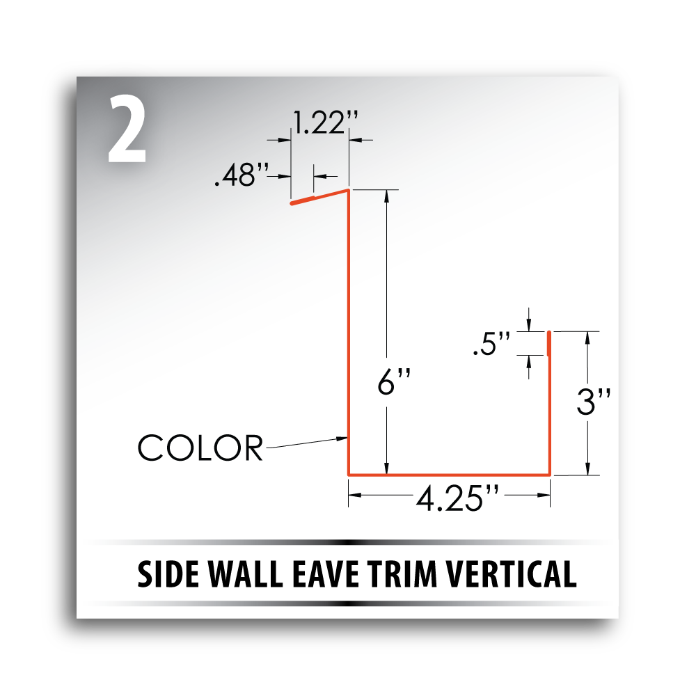 Trim Guide Illustration - Side Wall Eave Trim Vertical